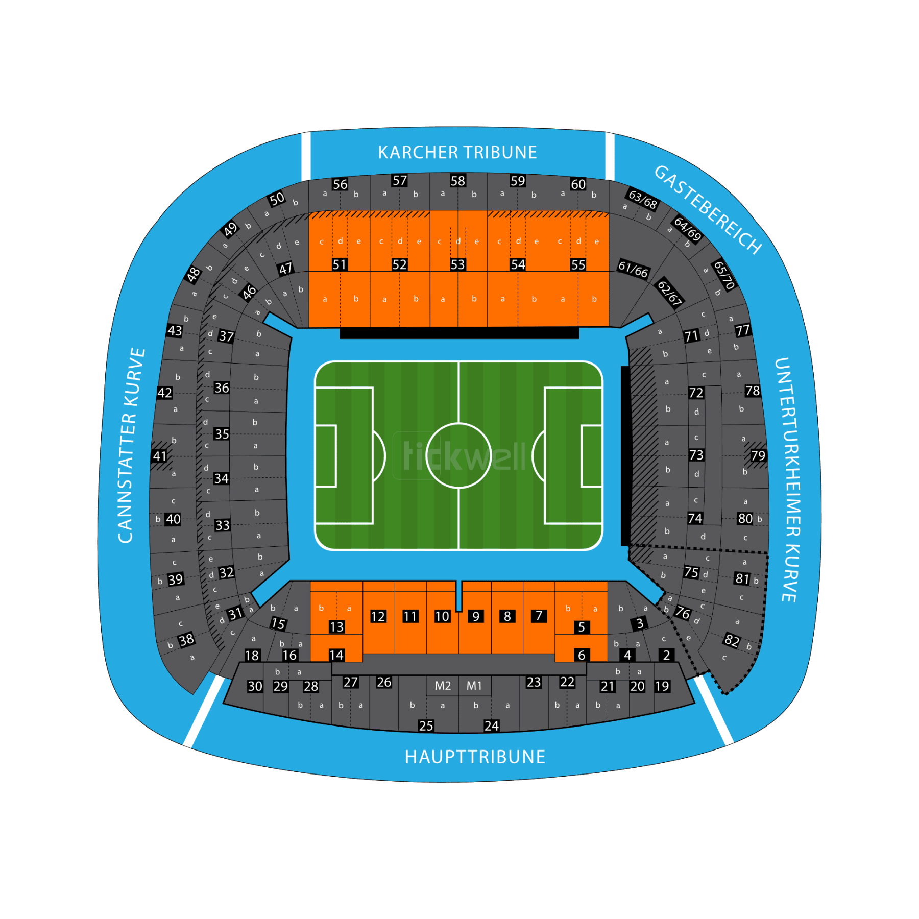 Sitzplatz Gerade Mittel-/Unterrang