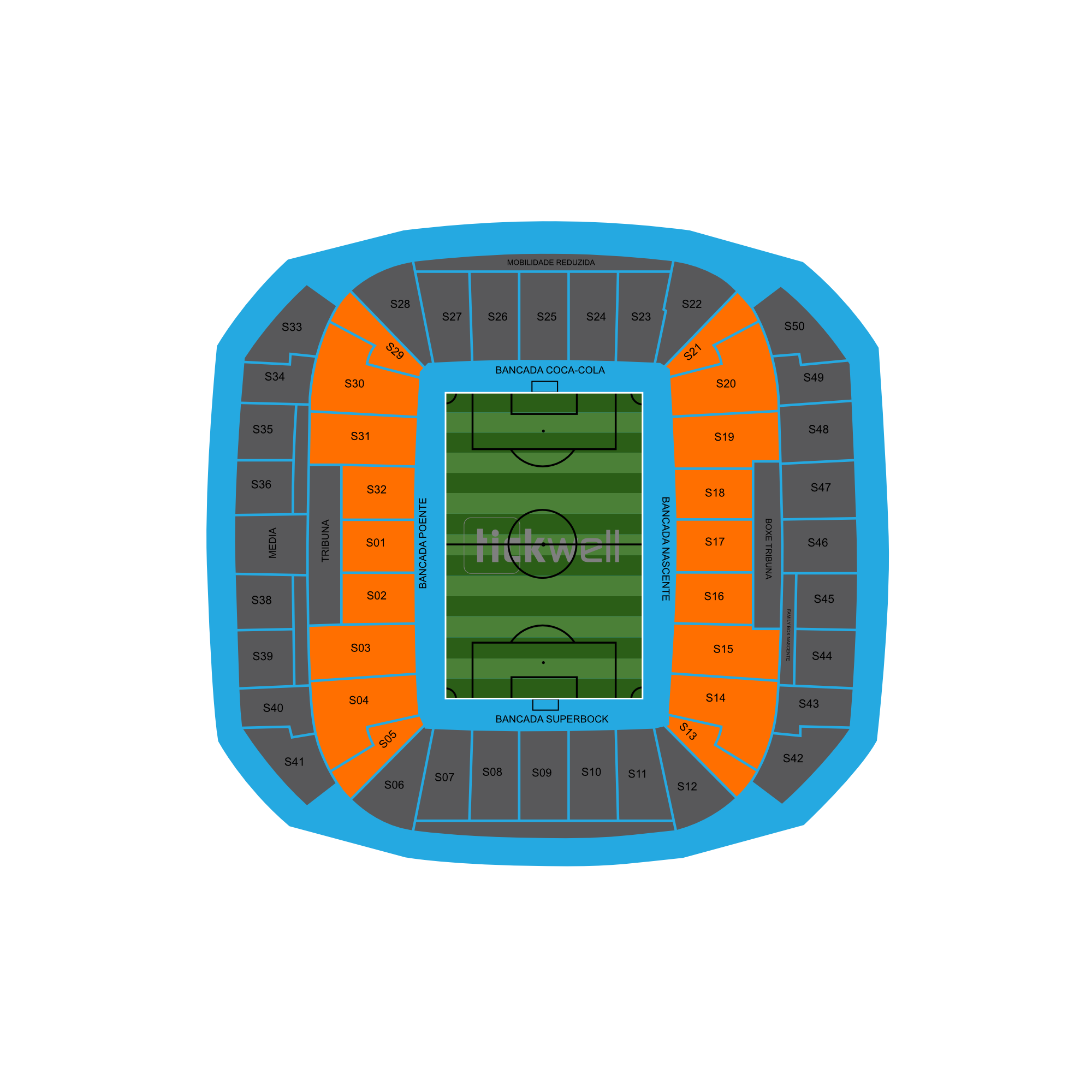 Sitzplatz Gerade Mittel-/Unterrang