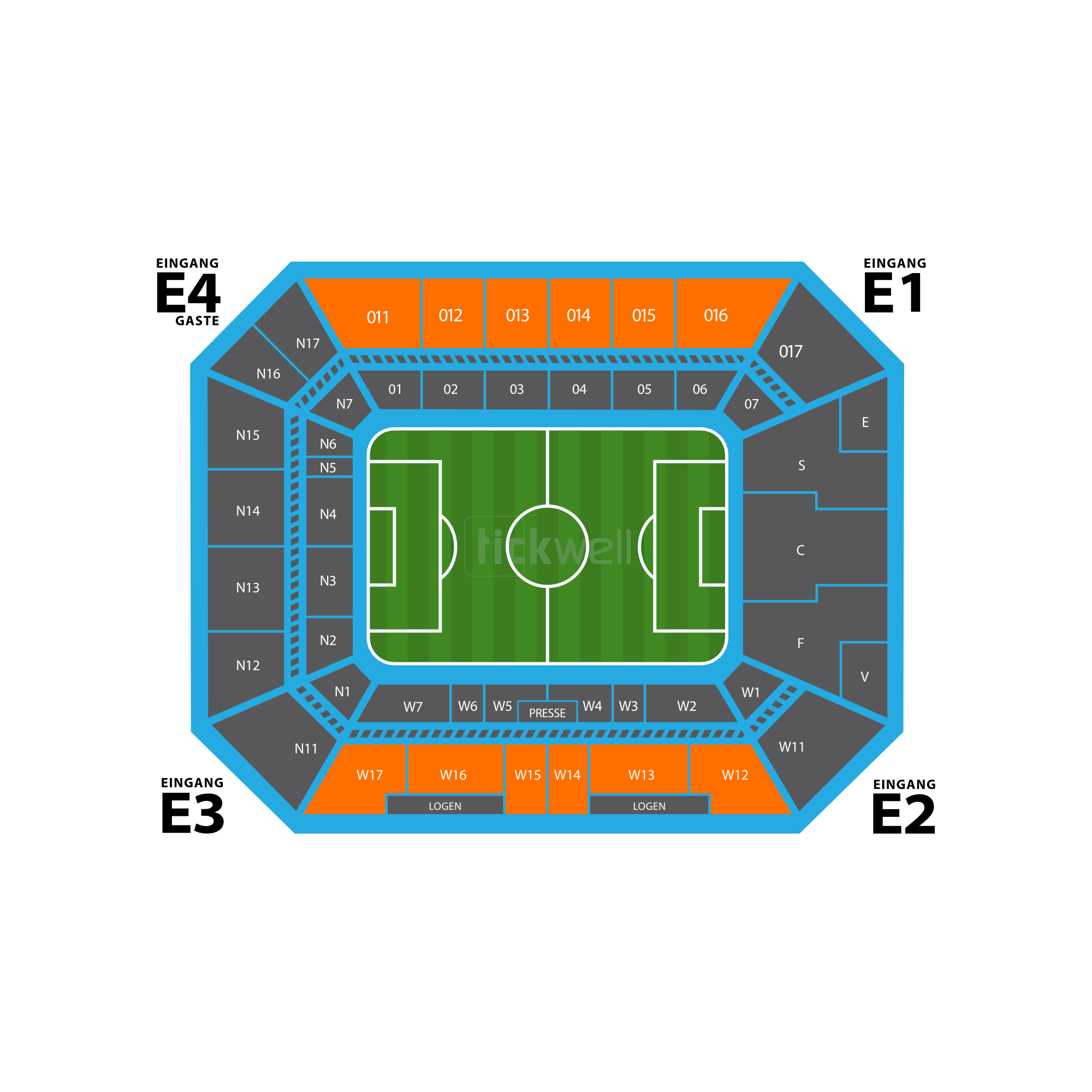 Sitzplatz Gerade Oberrang